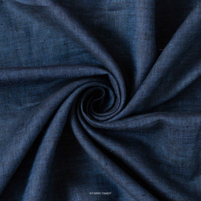 Fabric Pandit Fabric Dark Blue Color Plain Yarn Dyed 60 Lea Pure Linen Fabric (58 Inches)