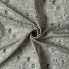 Fabric Pandit Fabric Dusty Green & White Vintage Floral Digital Printed Pure Crepe Fabric (Width 43 Inches)