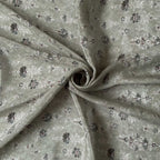 Fabric Pandit Fabric Dusty Green & White Vintage Floral Digital Printed Pure Crepe Fabric (Width 43 Inches)