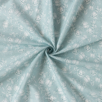 Fabric Pandit Fabric Ice Blue Tulip All Over Digital Printed Cambric Fabric (Width 43 Inches)