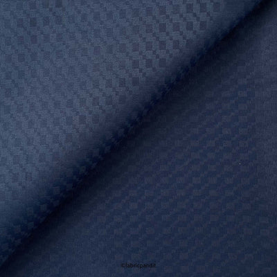 Fabric Pandit Fabric Men's Blue Abstract Geometric Checks Cotton Satin Dobby Luxury Shirting Fabric (Width 58 Inches)