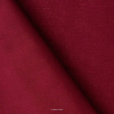Fabric Pandit Fabric Merlot Red Color Pure Cotton Linen Fabric (Width 42 Inches)