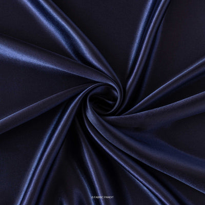 Fabric Pandit Fabric Navy Blue Plain Premium Ultra Satin Fabric (Width 44 Inches)