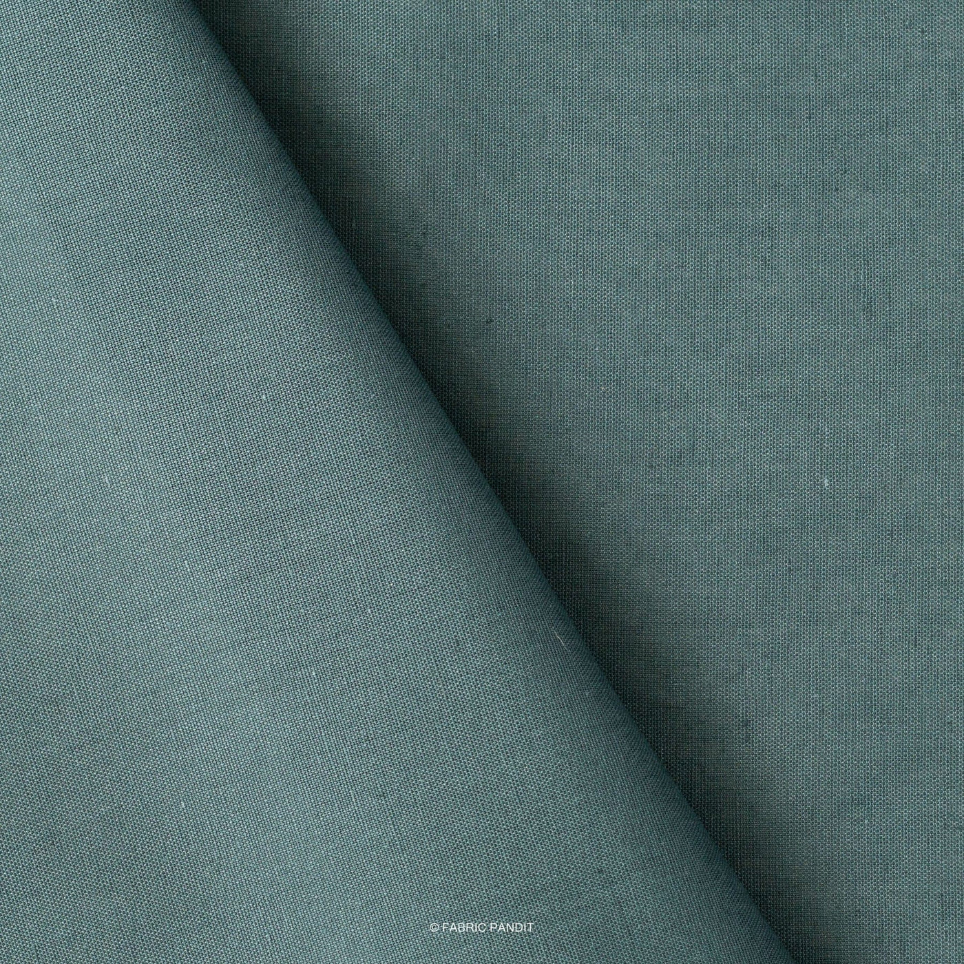 Fabric Pandit Fabric Teal Color Pure Cotton Linen Fabric (Width 42 Inches)