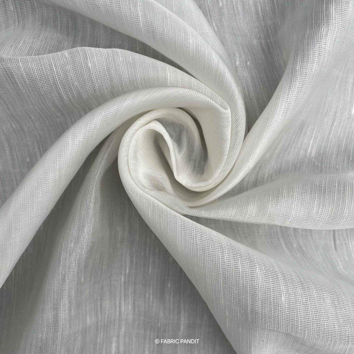 Fabric Pandit Fabric White Dyeable Pure Linen Satin Plain Fabric (Width 44 inches, 133 Gms)