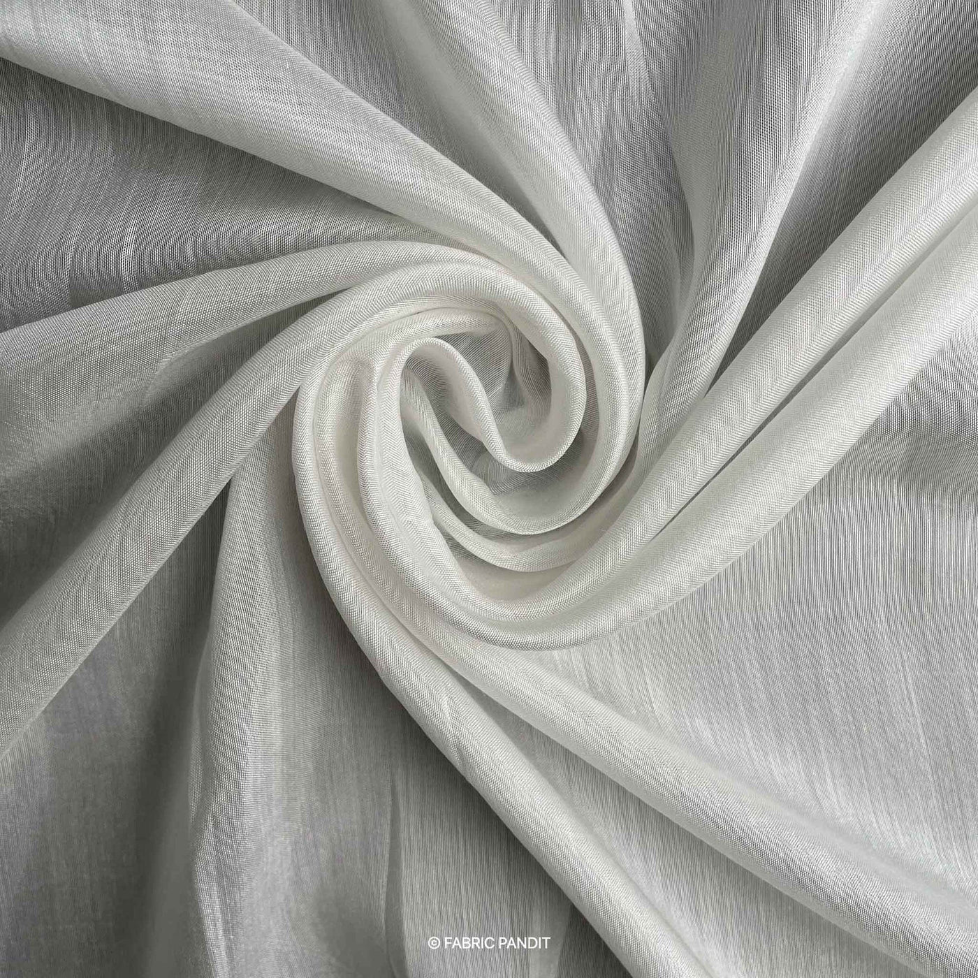 Fabric Pandit Fabric White Pure Bemberg Mul Silk Plain Fabric (Width 44 inches, 60 Gms)