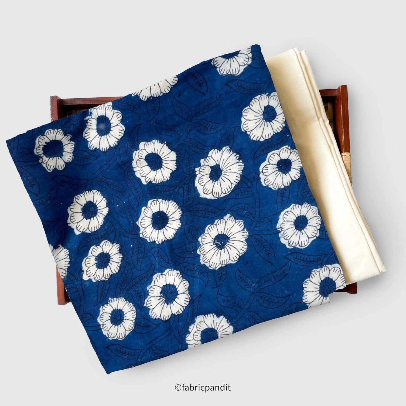 Blue and Mustard Yellow Cloth Napkins - hand block printed and naturally  dyed