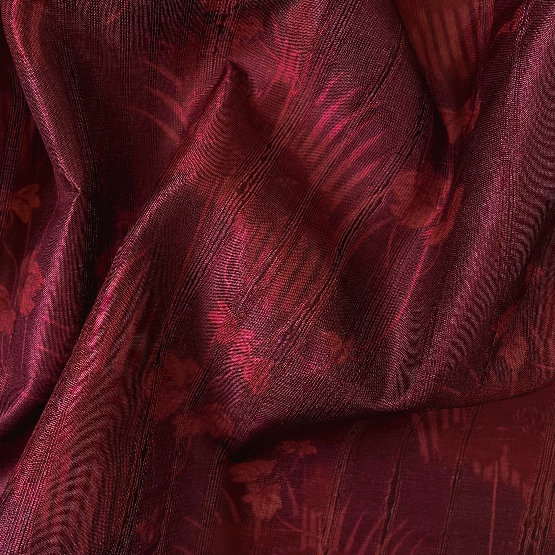 Maroon - Vidarbha Tussar x Ghicha Silk Handloom Fabric 13