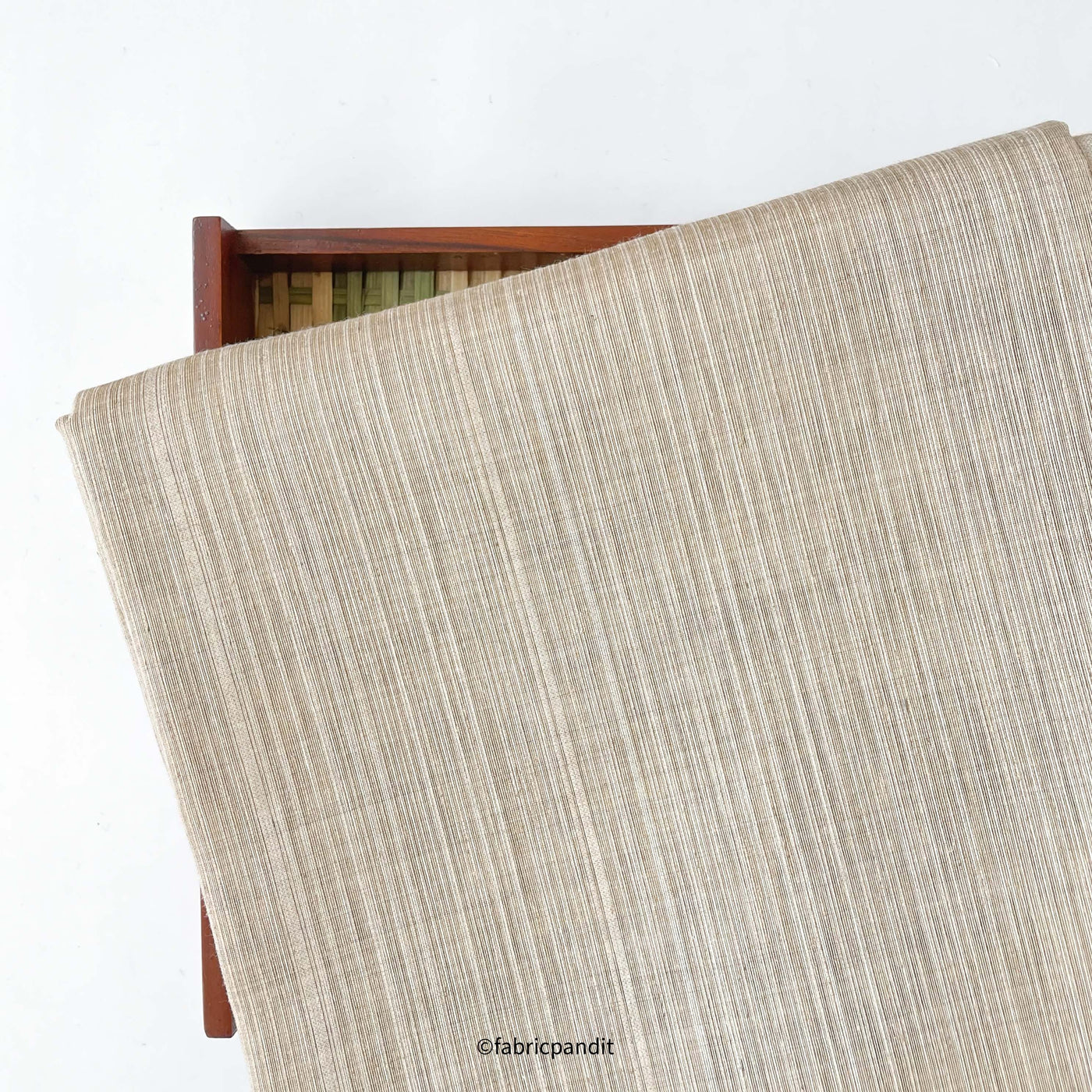 Fabric Pandit Kurta Set Unisex Natural Beige Color | Woven Stripes Blended Silk Linen Kurta Fabric (3 Meters) | And Cotton Pyjama (2.5 Meters) | Unstitched Combo Set