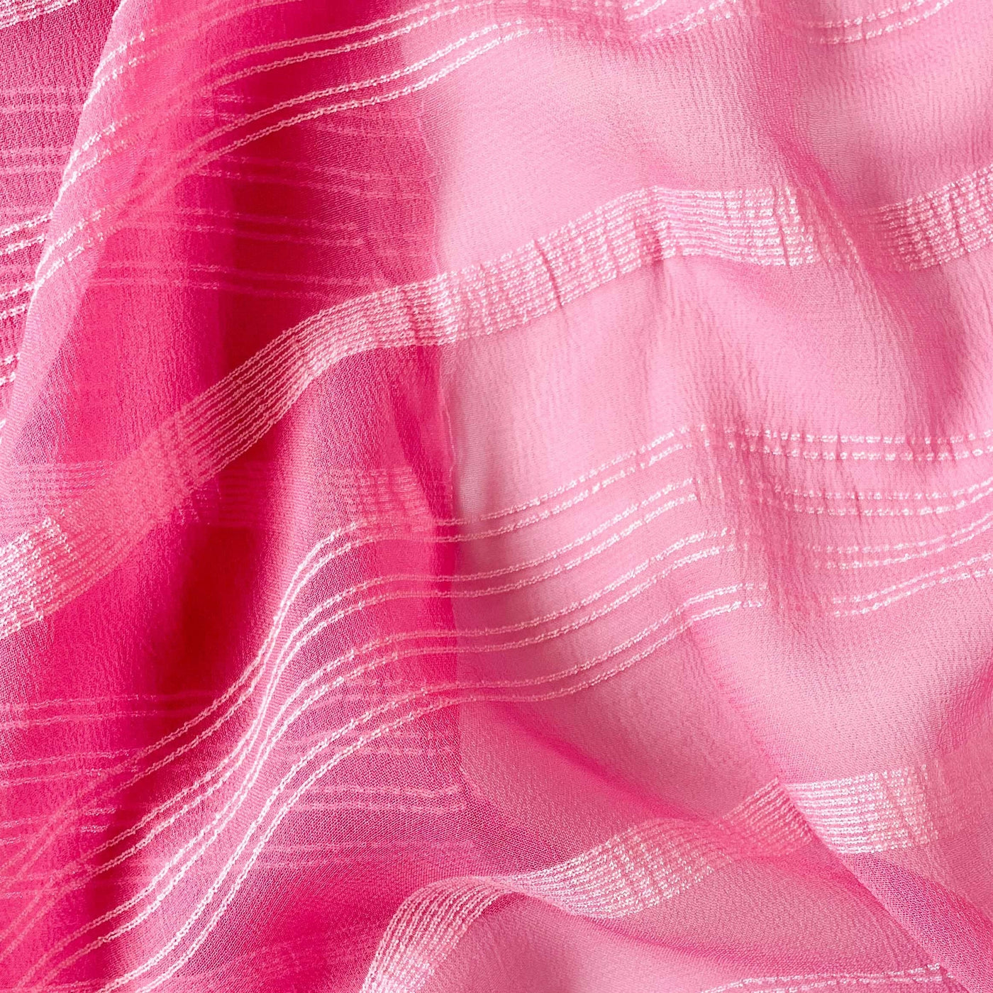 Georgette Saree Cut Piece (CUT PIECE) Baby Pink Multi Stripes Woven Pure Georgette Fabric (Width 44 Inches)