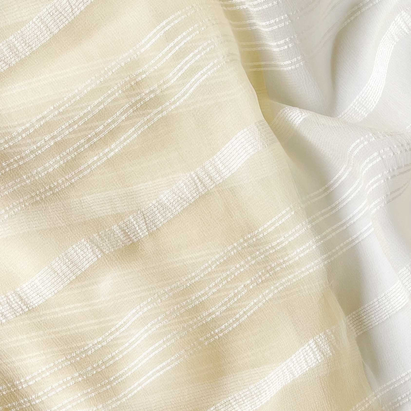 Georgette Saree Cut Piece (CUT PIECE) Off White Multi Stripes Woven Pure Georgette Fabric (Width 44 Inches)