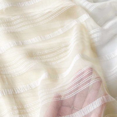 Georgette Saree Cut Piece (CUT PIECE) Off White Multi Stripes Woven Pure Georgette Fabric (Width 44 Inches)