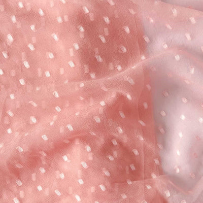 Georgette Saree Cut Piece (CUT PIECE) Pastel Peach Mini Butti Woven Pure Georgette Fabric (Width 44 Inches)