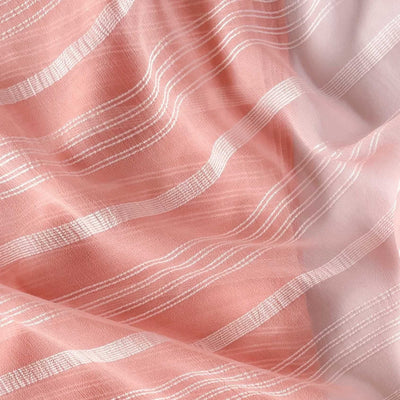 Georgette Saree Cut Piece (CUT PIECE) Pastel Peach Multi Stripes Woven Pure Georgette Fabric (Width 44 Inches)