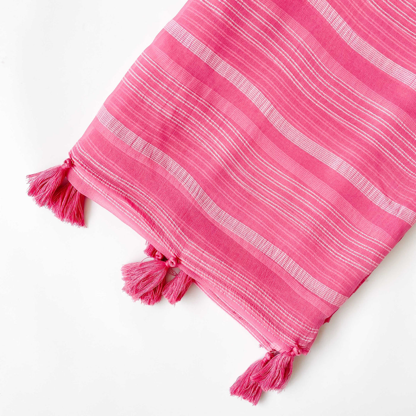Georgette Saree Saree Baby Pink Multi Stripes Woven Pure Georgette Saree