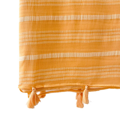 Georgette Saree Saree Mango Yellow Multi Stripes Woven Pure Georgette Saree