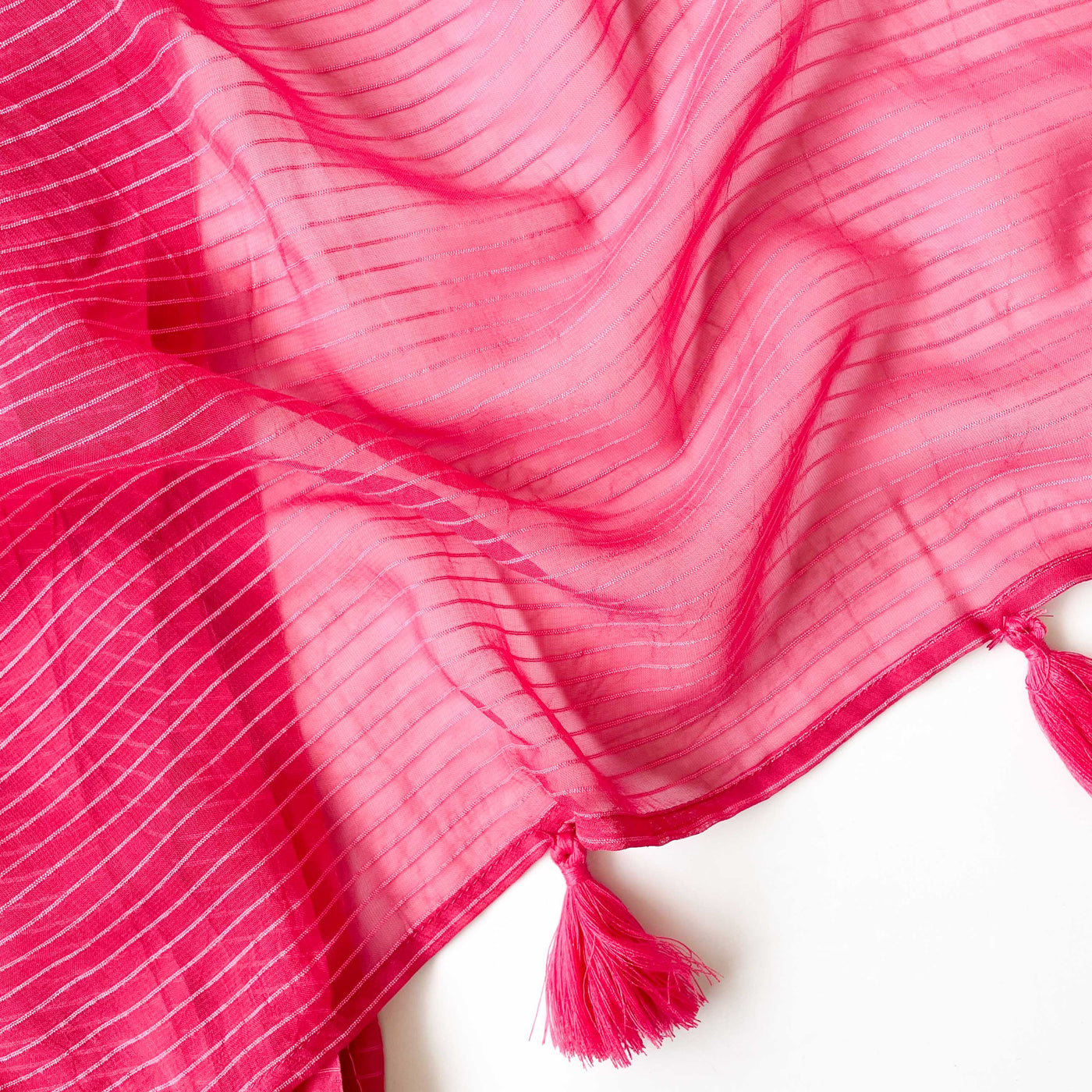 Georgette Saree Saree Plum Pink Mini Stripes Woven Pure Georgette Saree