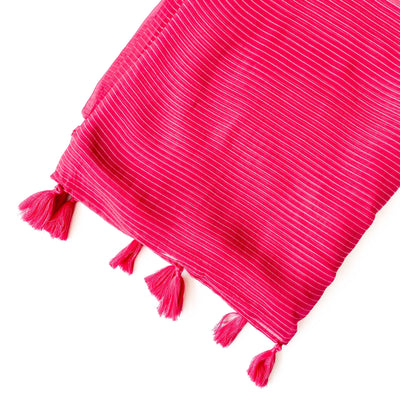Georgette Saree Saree Plum Pink Mini Stripes Woven Pure Georgette Saree