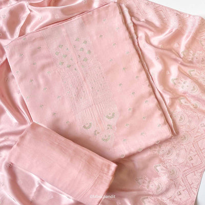 Guftagu Suit Set Unstitched Suit Soft pink Guftagu Collection Woven Pure Gaji Silk Unstitched Suit Set