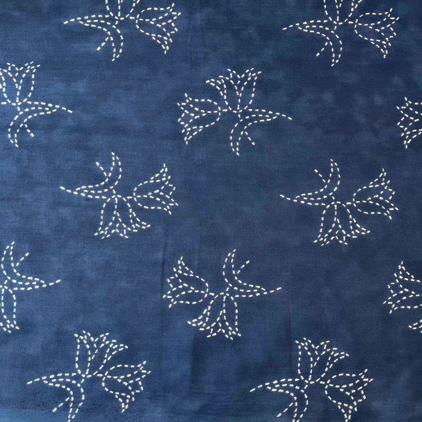 Hand Block Printed Cotton Fabric Cut Piece (CUT PIECE) Cloudy Blue and White Roses Hand Block Printed Pure Cotton Fabric (Width 43 inches)