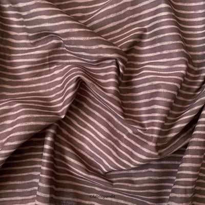 Hand Block Printed Cotton Fabric Cut Piece (CUT PIECE) Metallic Brown Rough Stripes Hand Block Printed Pure Cotton Fabric (Width 42 inches)