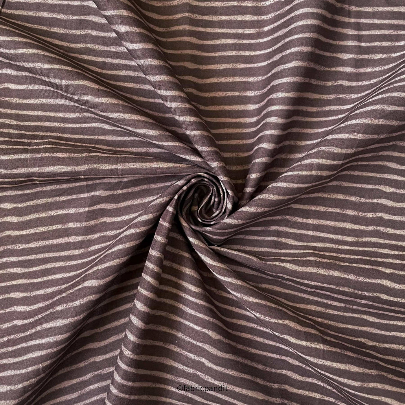 Hand Block Printed Cotton Fabric Cut Piece (CUT PIECE) Metallic Brown Rough Stripes Hand Block Printed Pure Cotton Fabric (Width 42 inches)