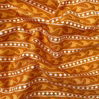 Hand Block Printed Cotton Fabric Cut Piece (CUT PIECE) Ocher & White Abstract Stripes Hand Block Printed Pure Cotton Fabric (Width 42 inches)