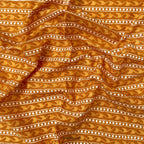 Hand Block Printed Cotton Fabric Cut Piece (CUT PIECE) Ocher & White Abstract Stripes Hand Block Printed Pure Cotton Fabric (Width 42 inches)