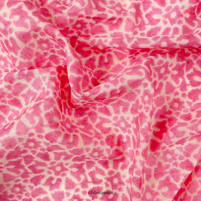 Hand Block Printed Cotton Fabric Cut Piece (CUT PIECE) Peach Rose & White Geometric Marble Effect Batik Natural Dyed Hand Block Printed Pure Cotton Fabric (Width 42 inches)