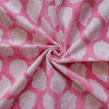 Hand Block Printed Cotton Fabric Cut Piece (CUT PIECE) Pink & White Autumn Leaf Hand Block Printed Pure Cotton Fabric (Width 42 Inches)