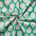 Hand Block Printed Cotton Fabric Cut Piece (CUT PIECE) Turquoise & White Autumn Leaf Hand Block Printed Pure Cotton Fabric (Width 42 Inches)