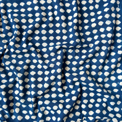 Hand Block Printed Cotton Fabric Fabric Indigo Dabu Natural Dyed Abstract Pattern Hand Block Printed Pure Cotton Fabric (Width 42 Inches)