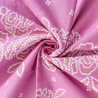 Hand Block Printed Cotton Fabric Fabric Light Pink & White Bandhani Rose Garden Hand Block Printed Pure Cotton Fabric (Width 42 Inches)