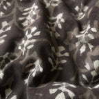 Hand Block Printed Cotton Fabric Fabric Natural Brown Abstract Floral Indigo Dabu Hand Block Printed Pure Cotton Fabric (Width 42 Inches)