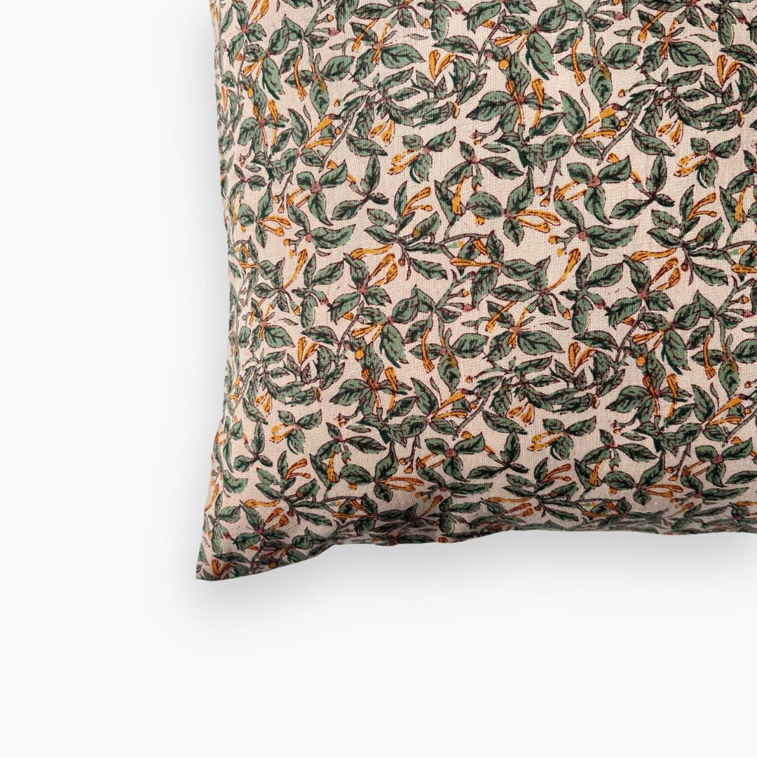 Hand Block Printed Cushion Covers Home Beige & Green Cushion Covers