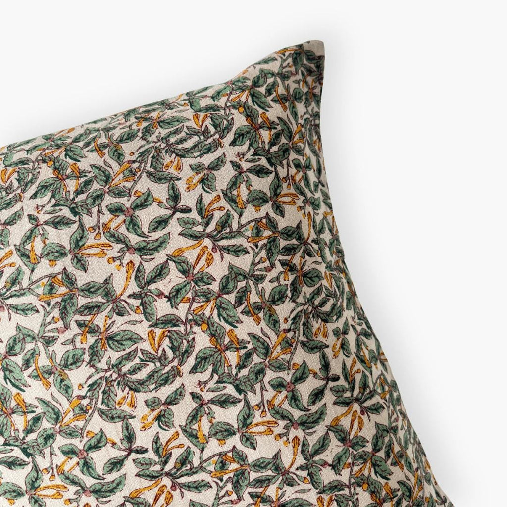 Hand Block Printed Cushion Covers Home Beige & Green Cushion Covers