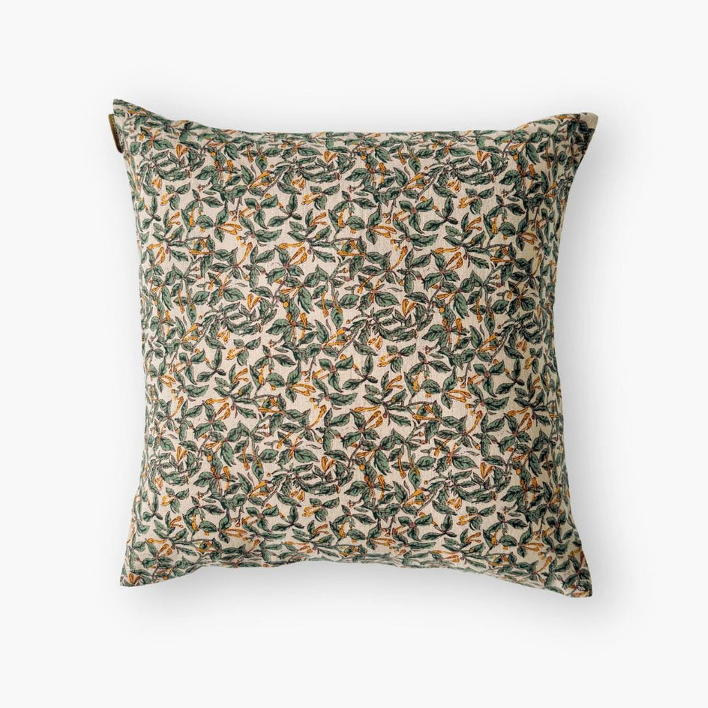 Hand Block Printed Cushion Covers Home Beige & Green Cushion Covers