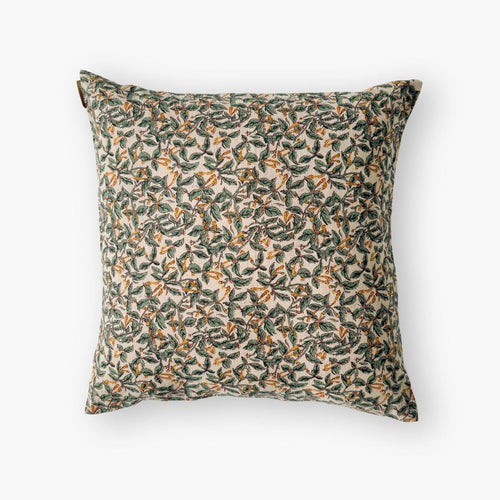 Hand Block Printed Cushion Covers Home Beige & Green Cushion Covers