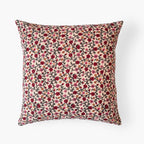 Hand Block Printed Cushion Covers Home Beige & Maroon Mughal Floral Vines Hand Block Printed Cotton Linen Cushion Covers (16X16)