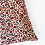 Hand Block Printed Cushion Covers Home Beige & Maroon Mughal Floral Vines Hand Block Printed Cotton Linen Cushion Covers (16X16)