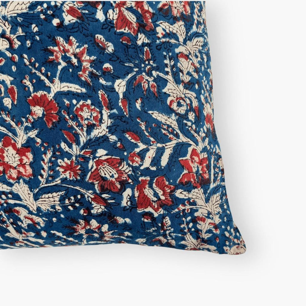 Hand Block Printed Cushion Covers Home Indigo Blue & Red Cushion Covers