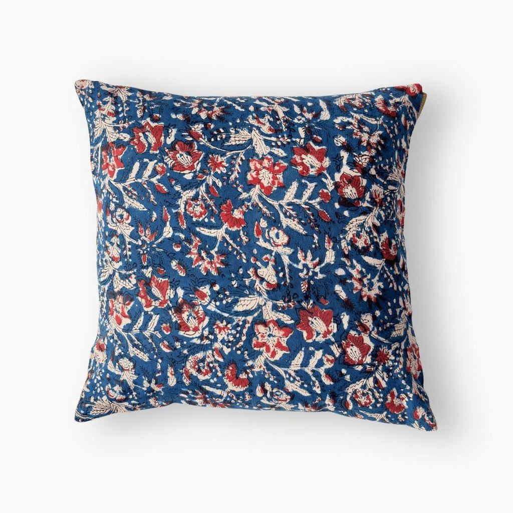 Hand Block Printed Cushion Covers Home Indigo Blue & Red Cushion Covers