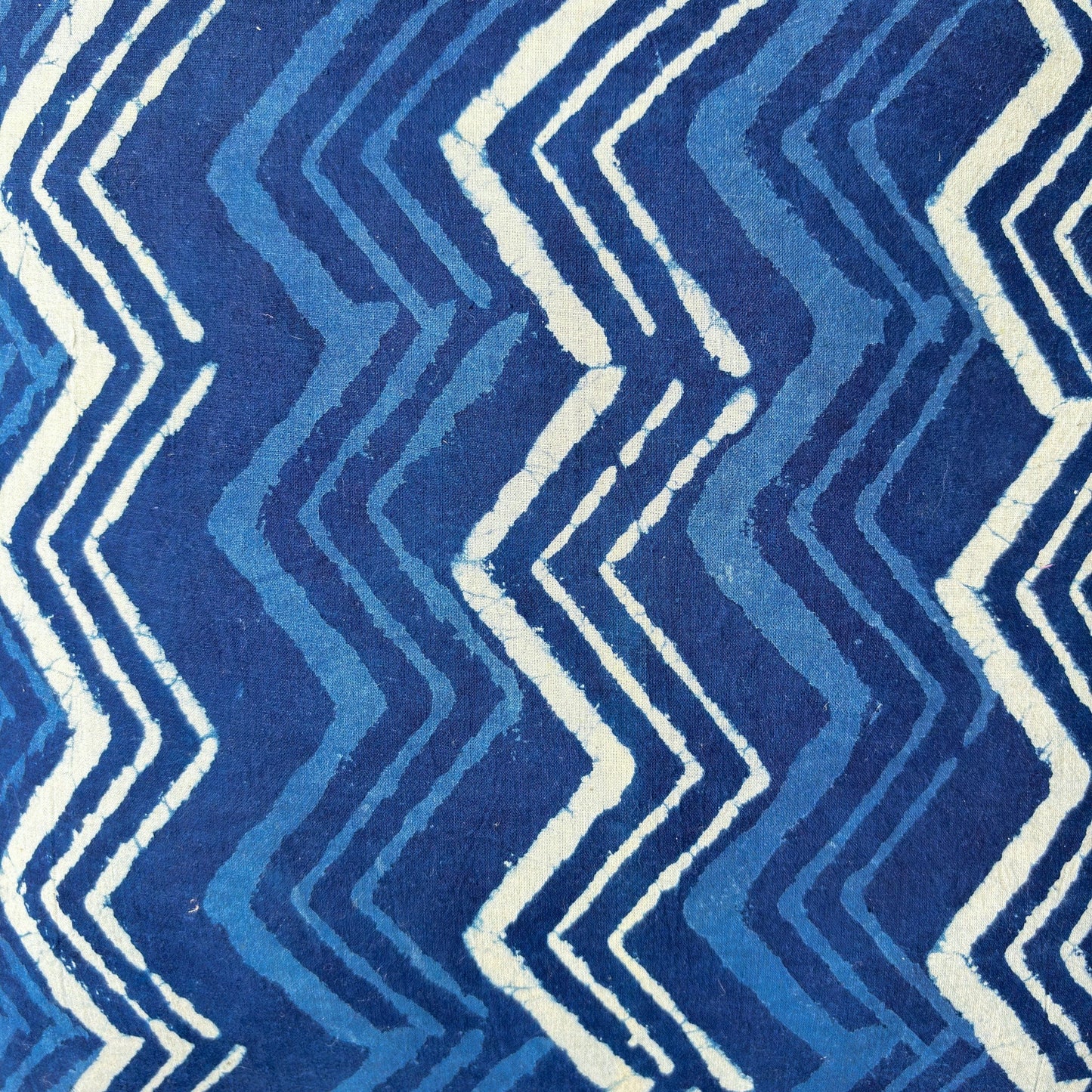 Hand Block Printed Cushion Covers Home Indigo Dabu Zig-Zag Hand Block Printed Cotton Cushion Covers (16X16)