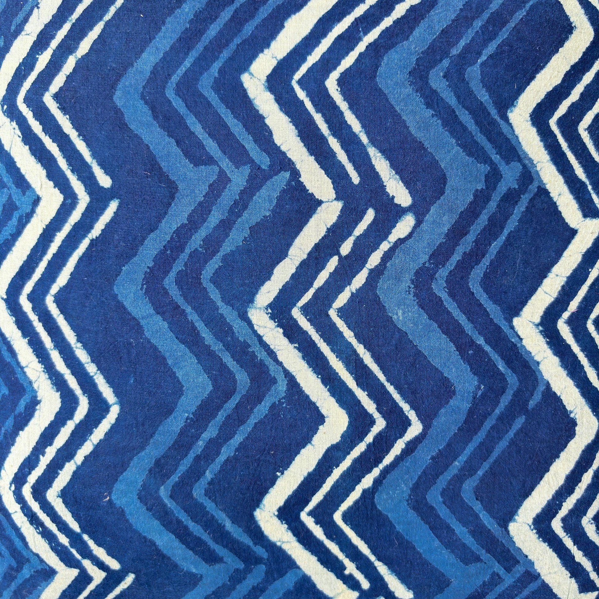 Hand Block Printed Cushion Covers Home Indigo Dabu Zig-Zag Hand Block Printed Cotton Cushion Covers (16X16)