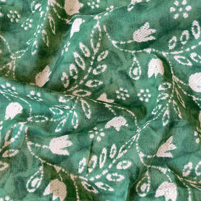 Hand Block Printed Kurta Set Kurta Set Fern Green & White Tulip Garden | Hand Block Printed Pure Cotton Fabric (3 Meters) | and Cotton Pyjama (2.5 Meters) | Unstitched Combo Set