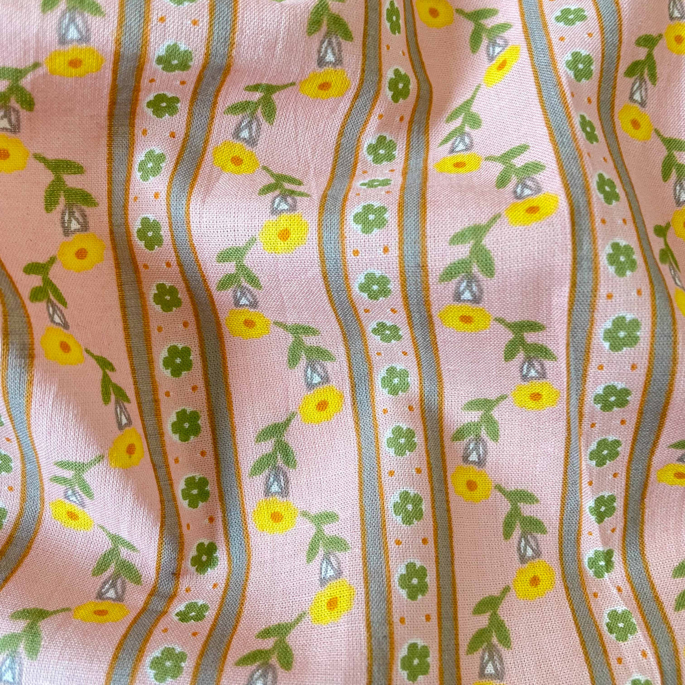 Hand Block Printed Kurta Set Kurta Set Pastel Pink & Yellow Floral Stripes| Hand Block Printed Pure Cotton Fabric (3 Meters) | and Cotton Pyjama (2.5 Meters) | Unstitched Combo Set