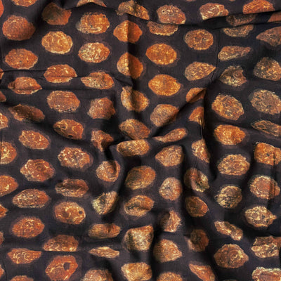 Hand Block Printed Kurta Set Kurta Set Unisex Rust & Black Gigantic Polkas | Hand Block Printed Pure Cotton Linen Kurta Fabric (3 Meters) | and Cotton Pyjama (2.5 Meters) | Unstitched Combo Set