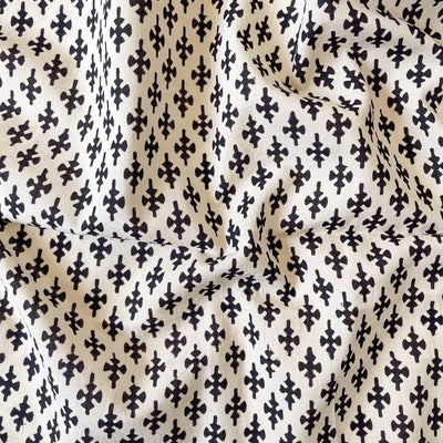 Hand Block Printed Kurta Set Kurta Set White & Black Abstract Geometric | Bagru Natural Dyed Hand Block Printed Pure Cotton Fabric (3 Meters) | and Cotton Pyjama (2.5 Meters) | Unstitched Combo Set
