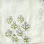 Hand Block Printed Linen Fabric Fabric Off-White & Lilac Linen Fabric