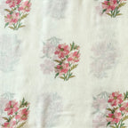 Hand Block Printed Linen Fabric Fabric Off-White & Pink Linen Fabric